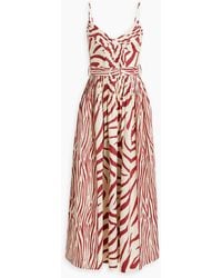 Nicholas - Mireille Pintucked Zebra-print Linen Maxi Dress - Lyst