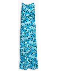 ROTATE BIRGER CHRISTENSEN - Drapiertes maxikleid aus crêpe de chine mit floralem print - Lyst