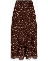Ganni - Brown Georgette Long Skirt - Lyst