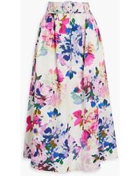 Nicholas - Daphne Belted Floral-print Linen-blend Maxi Skirt - Lyst