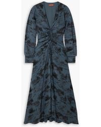 Altuzarra - Mila Ruched Printed Silk-Crepe Midi Dress - Lyst
