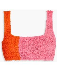 Mara Hoffman - Shelly zweifarbiges bikini-oberteil aus jersey aus baumwoll-popcorn - Lyst