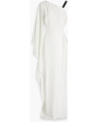 Halston - Drapierte robe aus crêpe mit asymmetrischer schulterpartie und verzierung - Lyst