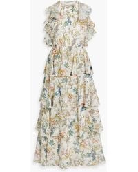 AMUR - Tiered Floral-print Crepe De Chine Maxi Dress - Lyst
