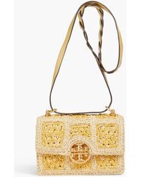Tory Burch - Miller Small Raffia And Leather Shoulder Bag - Lyst