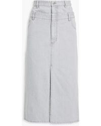 Tibi - Paneled Denim Midi Skirt - Lyst