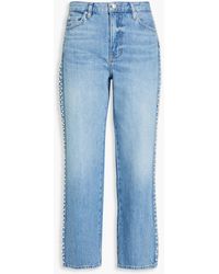FRAME - Atelier Le Jane Cropped Embellished High-rise Straight-leg Jeans - Lyst