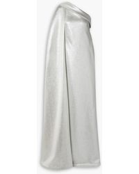 Reem Acra - One-shoulder Cotton-blend Lamé Gown - Lyst