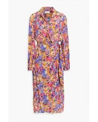 Rebecca Vallance - Through The Grapevine Wrap-effect Floral-print Silk Crepe De Chine Dress - Lyst