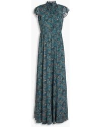 Mikael Aghal - Ruffled Floral-print Crepon Maxi Dress - Lyst