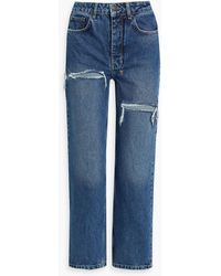 Ksubi Brooklyn hoch sitzende jeans mit geradem bein in distressed-optik mit print - Blau