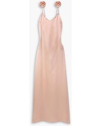 Magda Butrym - Open-back Appliquéd Silk-satin Maxi Dress - Lyst