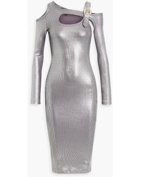 Versace - Cutout Ribbed-knit Midi Dress - Lyst