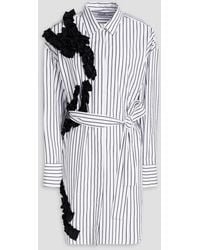 MSGM - Ruffled Striped Cotton-poplin Shirt Dress - Lyst