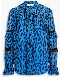 Diane von Furstenberg - Arlington Ruffled Leopard-print Chiffon Blouse - Lyst