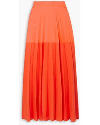 Christopher John Rogers - Pleated Two-tone Wool-blend Maxi Skirt - Lyst