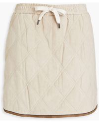 Brunello Cucinelli - Bead-embellished Quilted Suede Mini Skirt - Lyst