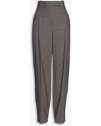 Brunello Cucinelli - Bead-embellished Pleated Wool-blend Tapered Pants - Lyst