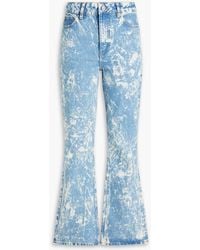 Ganni - Betzy Cropped Printed High-rise Flared Jeans - Lyst