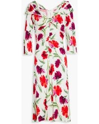 Diane von Furstenberg - Jim Ruched Floral-print Jersey Dress - Lyst