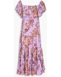 FARM Rio - Gestuftes midikleid aus einer baumwollmischung mit floralem print - Lyst