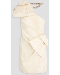 Rachel Gilbert - Fauve verziertes minikleid aus taft mit schleife und asymmetrischer schulterpartie - Lyst