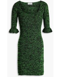 Ganni - Marled ribbed-knit mini dress - Lyst