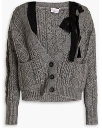 RED Valentino - Cropped Bow-detailed Cable-knit Cardigan - Lyst