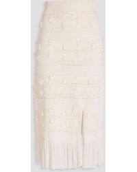 Sandro - Pompom-Embellished Pointelle-Knit Midi Skirt - Lyst