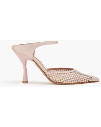 Malone Souliers - Vega 90 Embellished Satin And Mesh Mules - Lyst