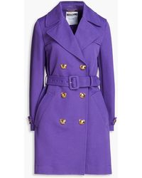 Moschino - Belted Button-embellished Cotton-gabardine Trench Coat - Lyst