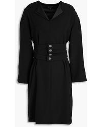 Emporio Armani - Belted Satin-trimmed Crepe Dress - Lyst