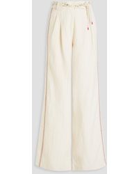 Zimmermann - Belted Cotton And Linen-blend Wide-leg Pants - Lyst