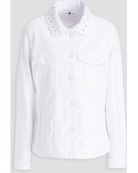 7 For All Mankind - Boy Broderie Anglaise-trimmed Denim Jacket - Lyst