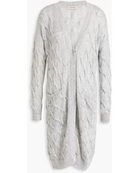 Gentry Portofino - Embellished Cable-knit Linen-blend Cardigan - Lyst