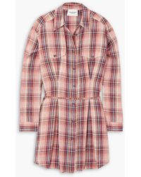 Isabel Marant - Liliane Belted Checked Cotton And Linen-blend Mini Shirt Dress - Lyst