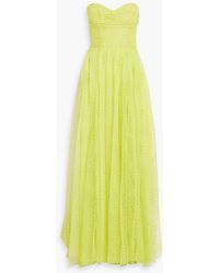 Monique Lhuillier - Strapless Pleated Tulle Gown - Lyst