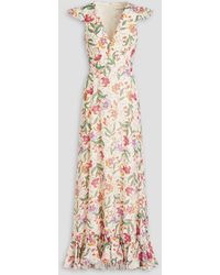 Saloni - Emma Floral-print Cotton And Silk-blend Maxi Dress - Lyst