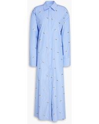 MSGM - Embellished Striped Cotton-blend Midi Shirt Dress - Lyst