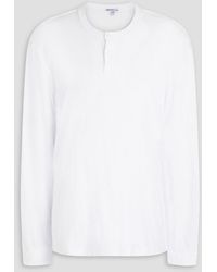 James Perse - T-shirt aus baumwoll-jersey mit henley-kragen und flammgarneffekt - Lyst