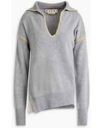 Marni - Embroidered Wool And Cashmere-blend Polo Sweater - Lyst