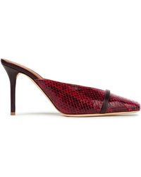 Malone Souliers Luisa Leather-trimmed Elaphe Mules - Red