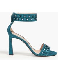 Alberta Ferretti - Crystal-embellished Laser-cut Suede Sandals - Lyst