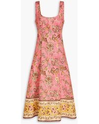 Zimmermann - Cutout Floral-print Linen Midi Dress - Lyst