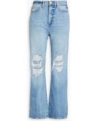 DL1961 - Emilie Distressed High-rise Straight-leg Jeans - Lyst