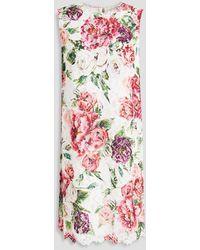 Dolce & Gabbana - Floral-print Cotton-blend Corded Lace Mini Dress - Lyst