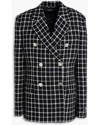 Versace - Double-Breasted Checked Wool-Blend Tweed Blazer - Lyst