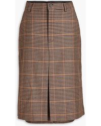Balenciaga - Houndstooth Wool-blend Tweed And Denim Midi Skirt - Lyst