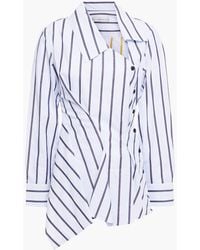 Palmer//Harding Asymmetric Striped Cotton-poplin Peplum Shirt - Blue