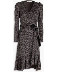 Diane von Furstenberg - Sienna Wrap-effect Leopard-print Brushed Cotton And Wool-blend Dress - Lyst